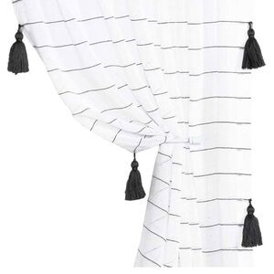 Curtains LORDTEX Handmade Tassels Sheer. New Grey w White.total 4 curtains